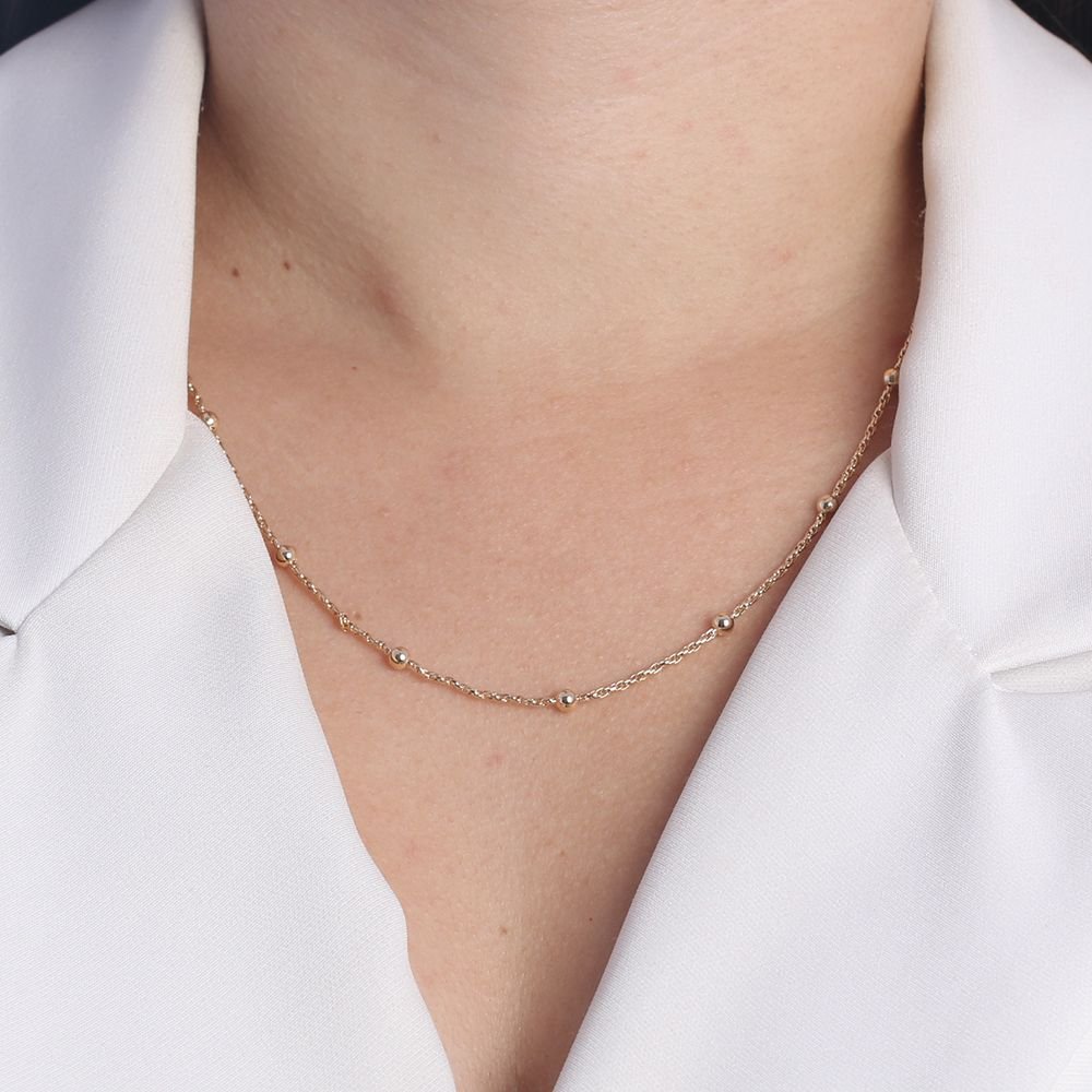 Co-130-Fo Corrente Com Bolinhas (50cm+5cm)