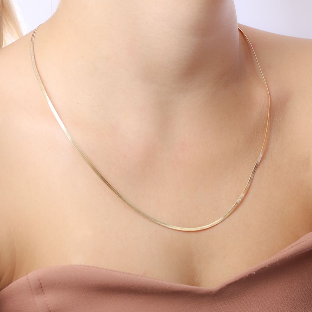 Co-149-Fo (50cm+10cm) Colar Longo De Fita Laminada (2mm)