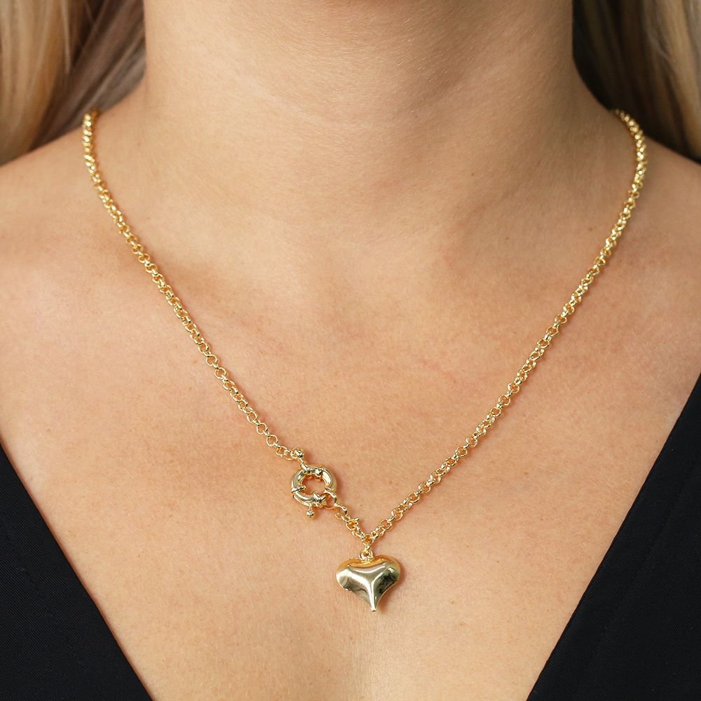 Co-332-Fo (60cm) Colar De Elo Português Fecho Boia E Coração (3mm)