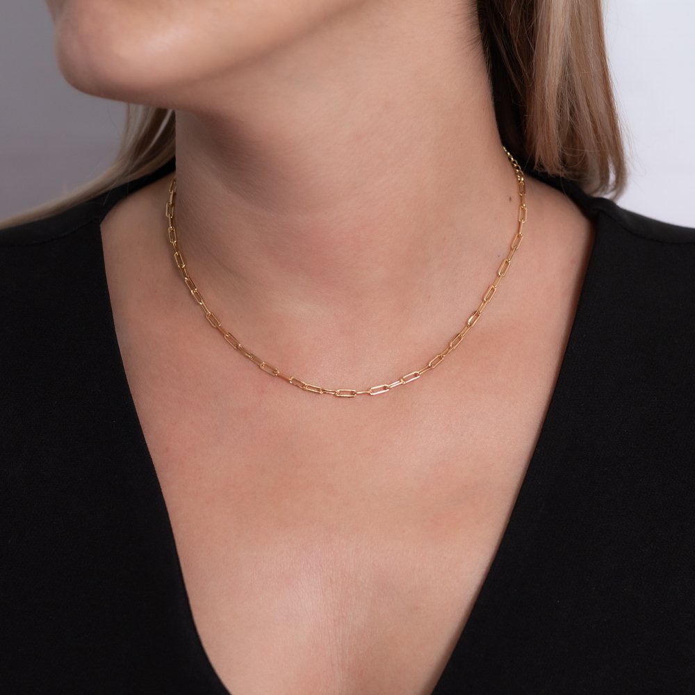 Co-363-Fo Choker Elos Quadrados (32cm+10cm).