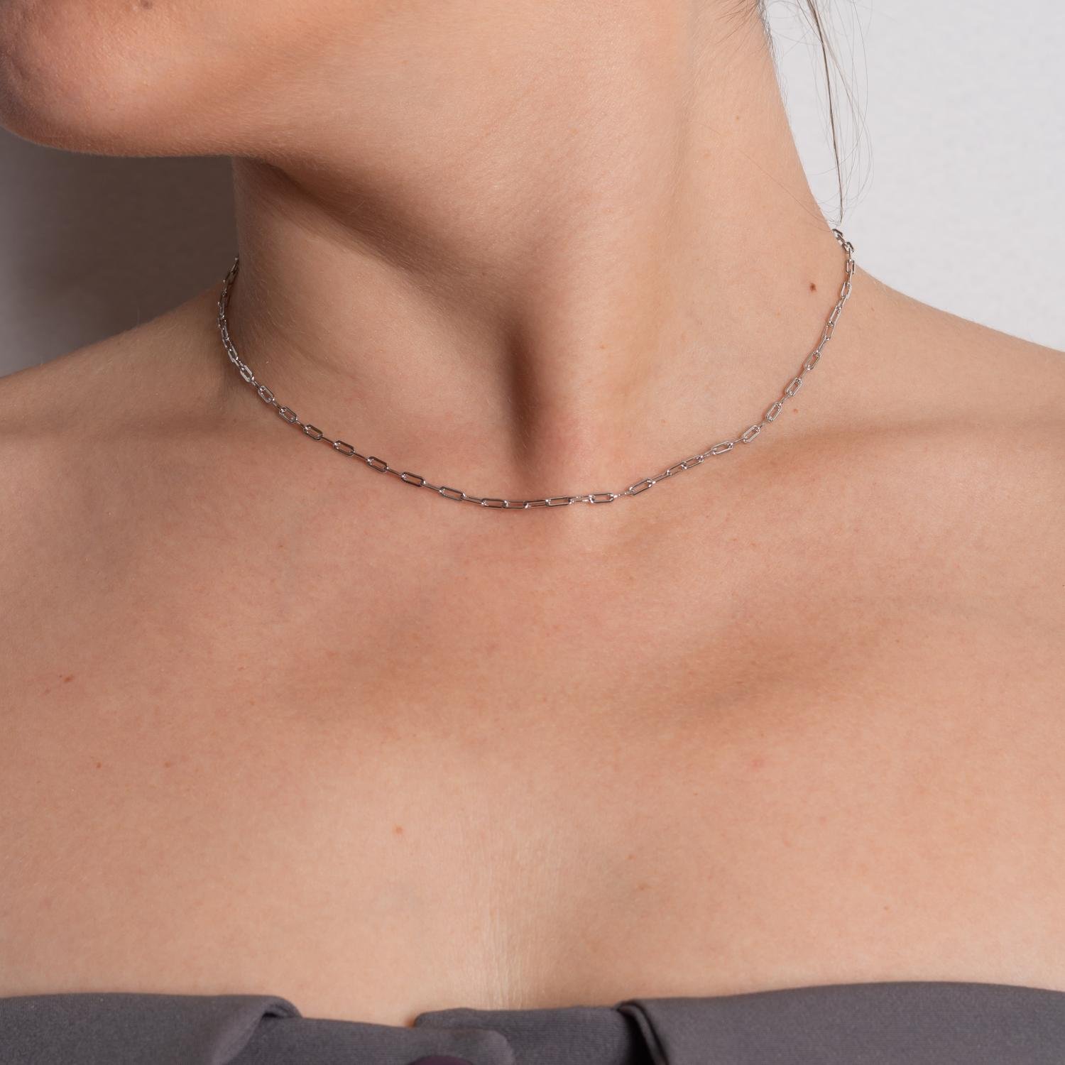 Co-365-Rd Choker Elihos - Ródio Branco (32cm+10cm).&Nbsp;