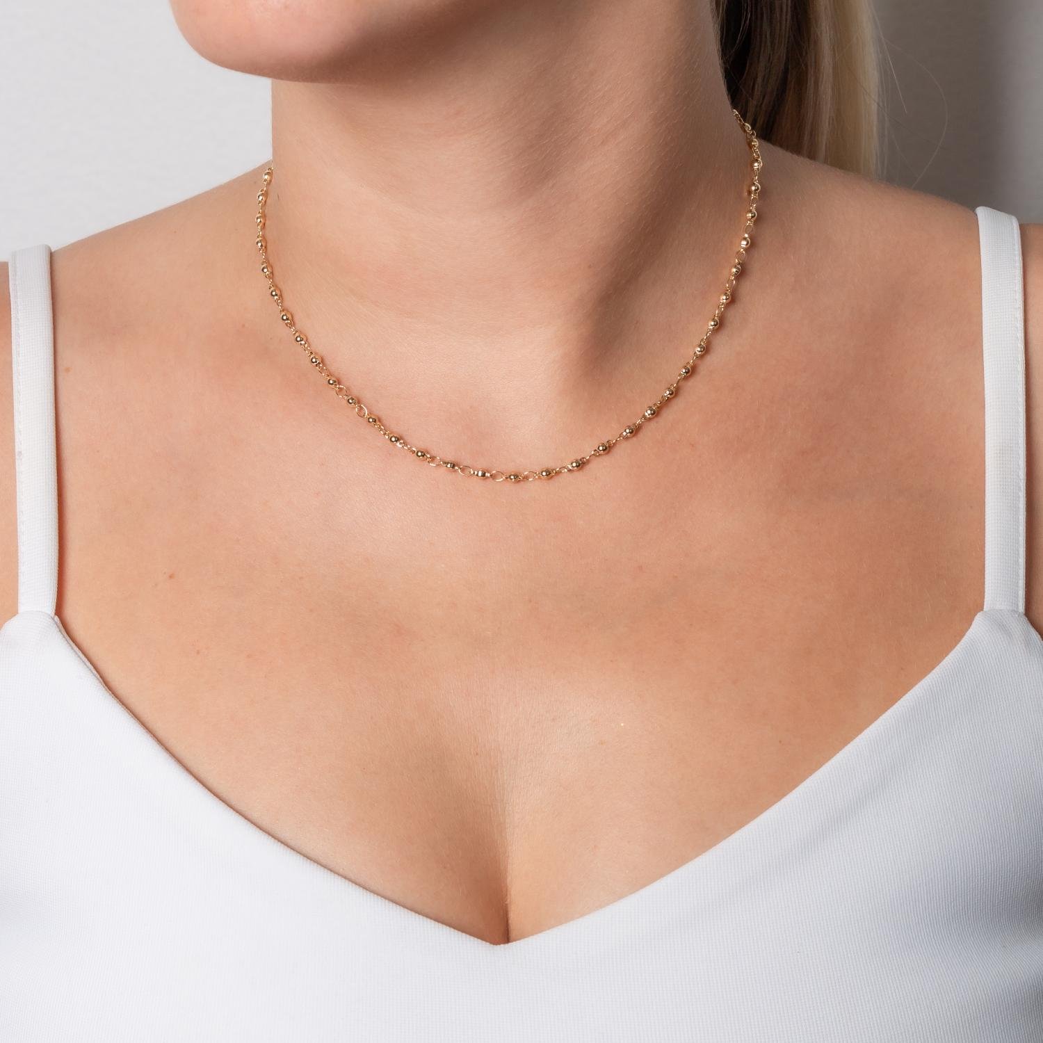 Co-370-Fo Choker De Mini Bolinhas Lisas (32cm+10cm).&Nbsp;