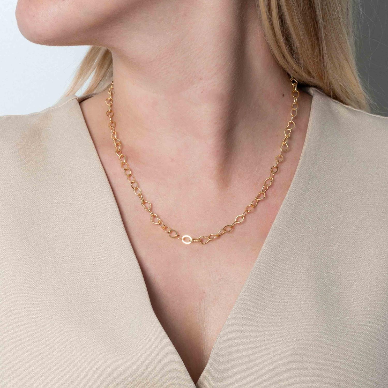 Co-373-Fo Colar De Elos Com Coração (45cm+10cm).