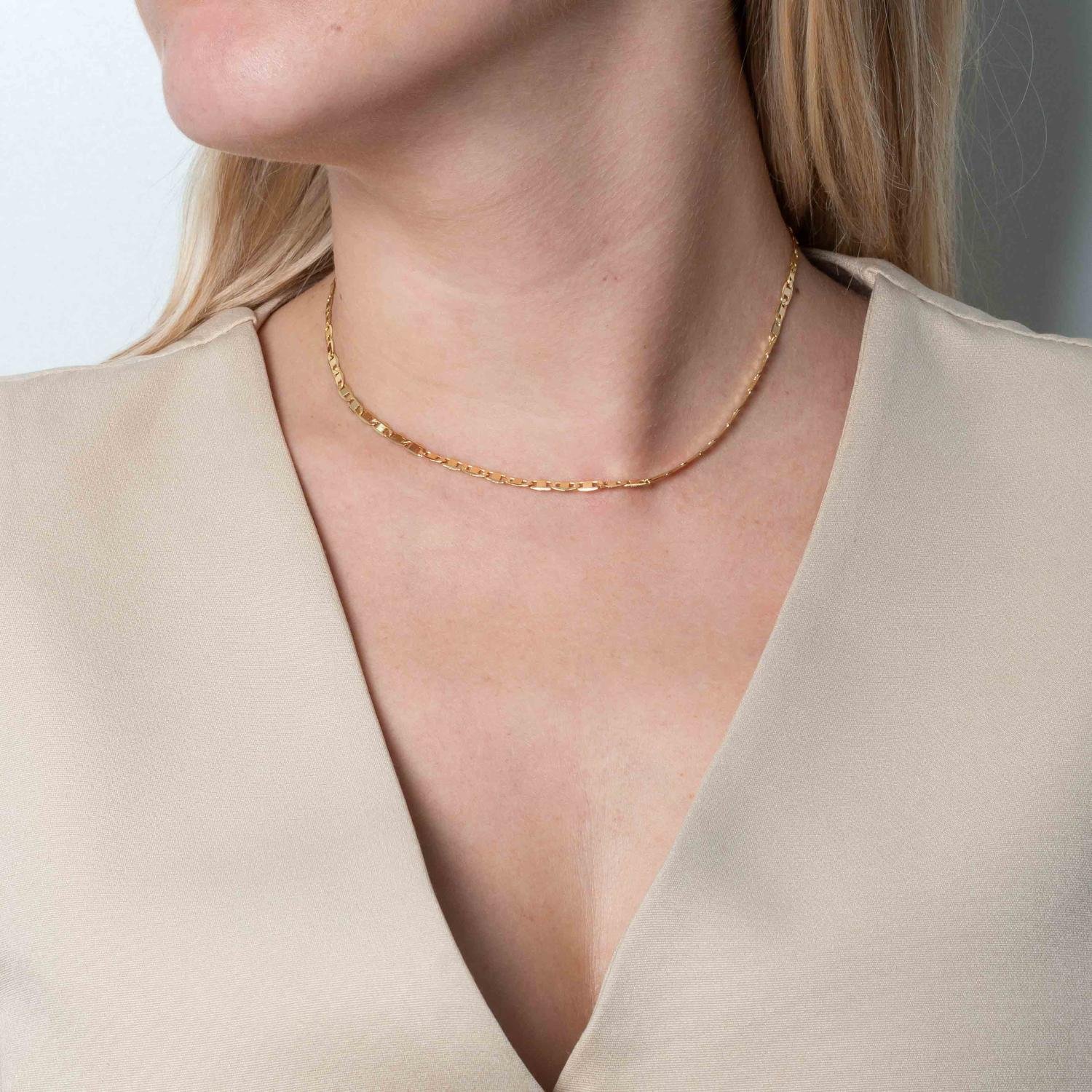 Co-375-Fo Choker De Elos Quadrados (32cm+10cm).