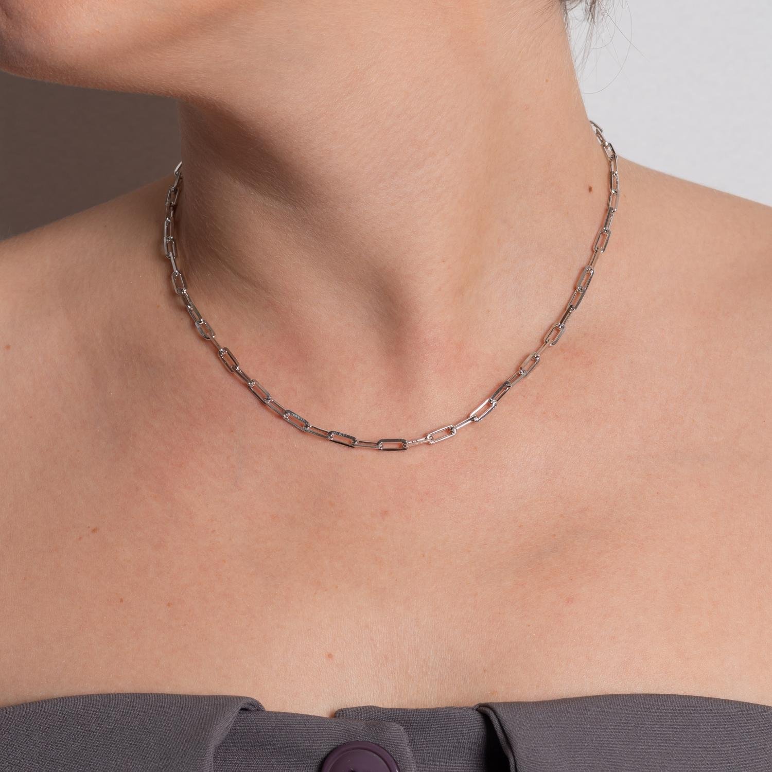 Co-387-Rd Choker De Elos - Ródio Branco (32cm+10cm).