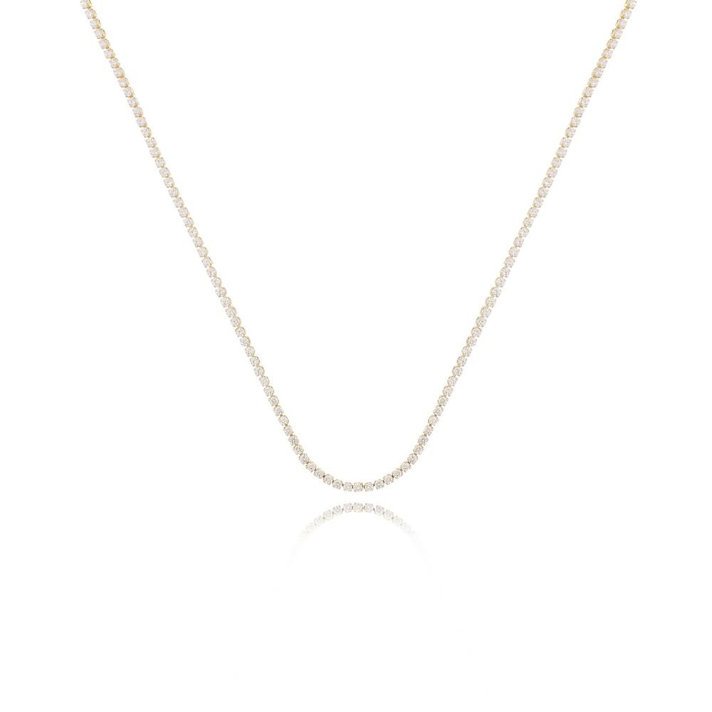 Co-44-Fo (45cm+5cm) Colar De Riviera Cristal 