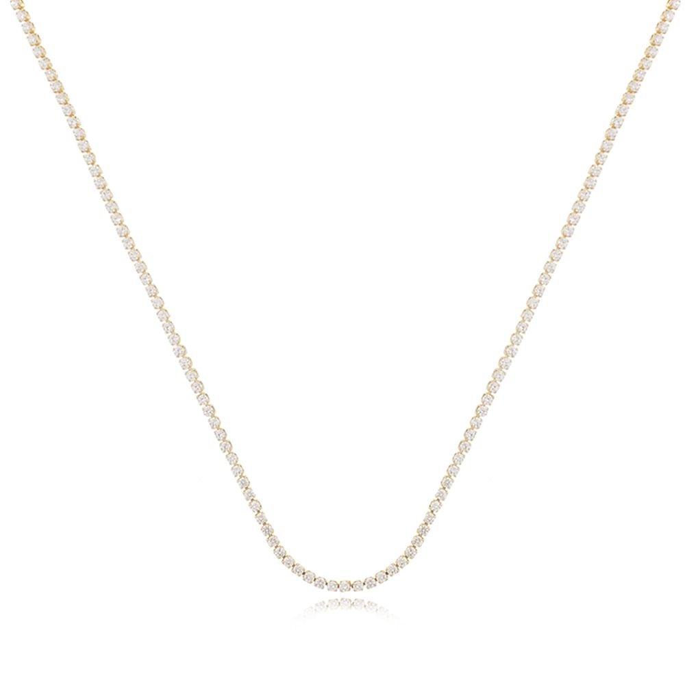 Co-45-Fo (55cm5cm) Colar De Riviera Cristal