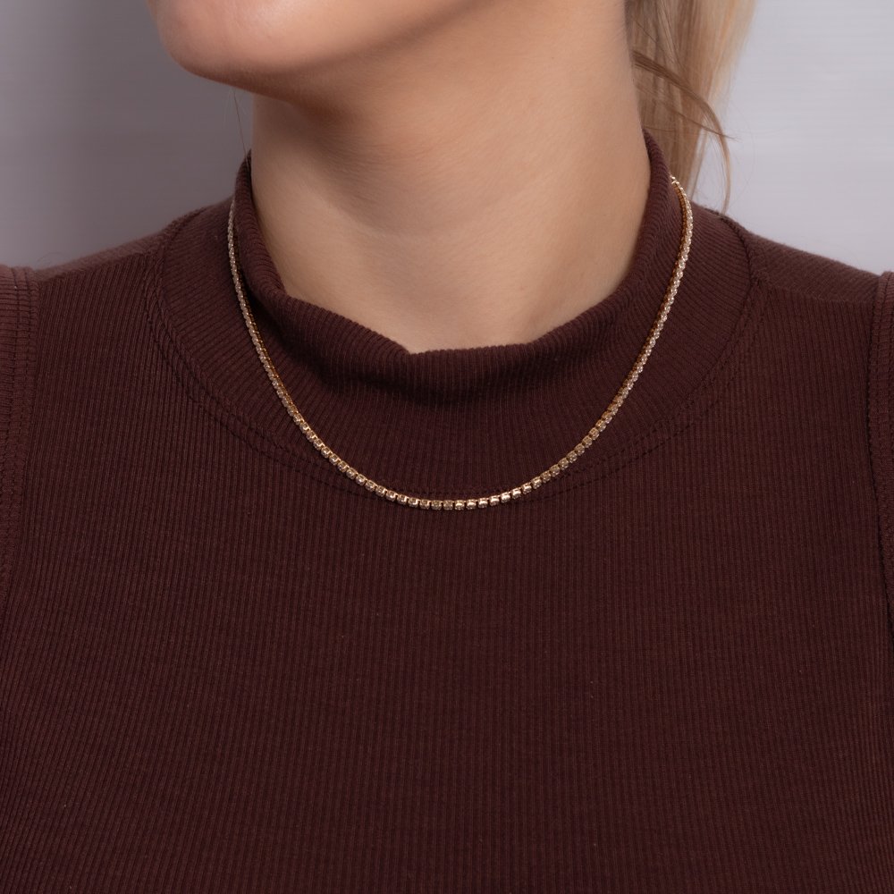 Co-46-Fo Choker De Riviera Cristal (32cm+10cm).