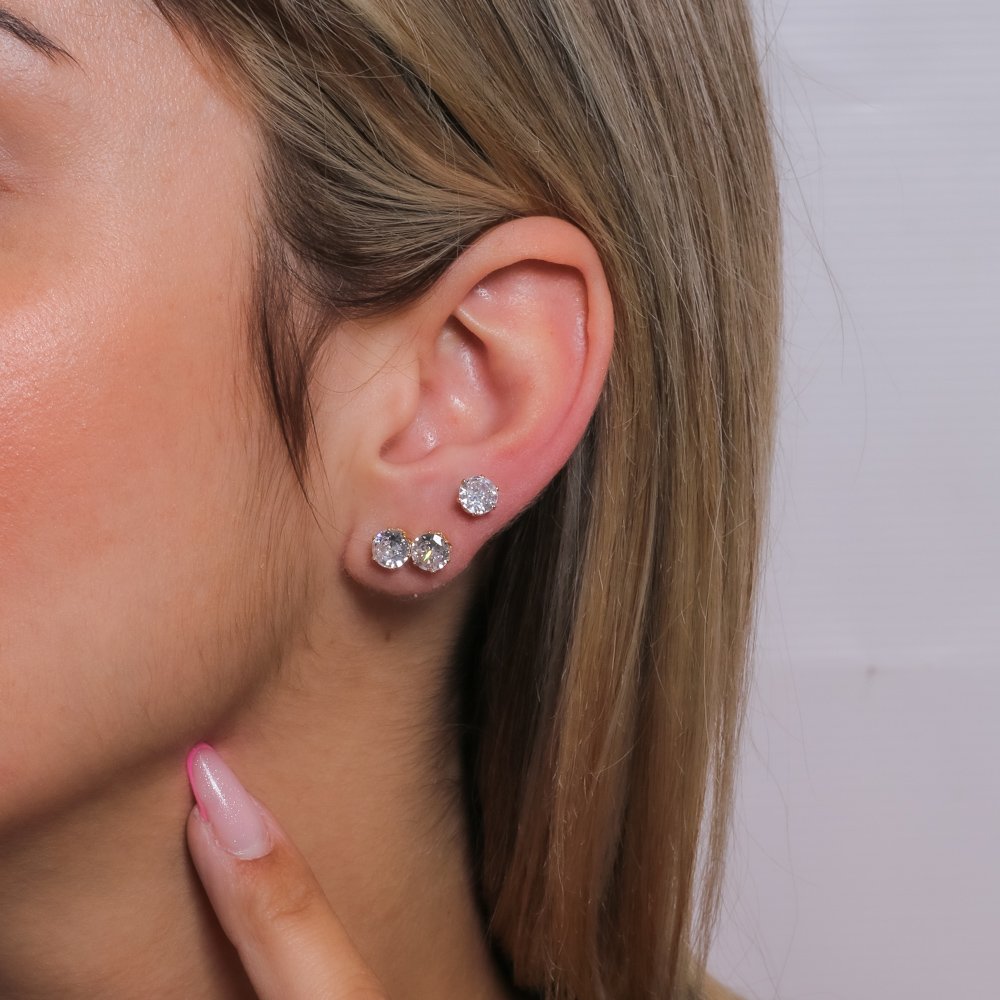 Cr6-28-Do Brinco Cartela Com 6 Pares Ponto De Luz Cristal.