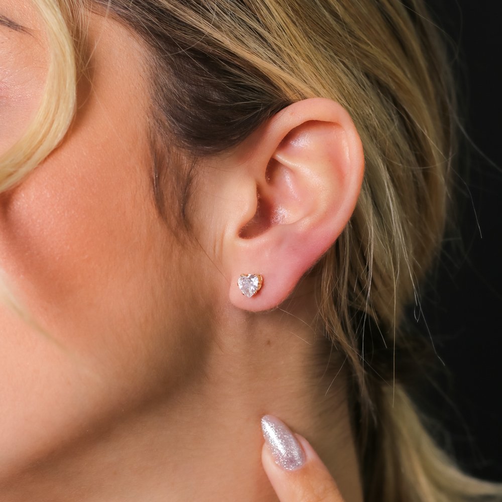 Cr6-35 Brinco Ponto De Luz De Coração - 6 Pares.