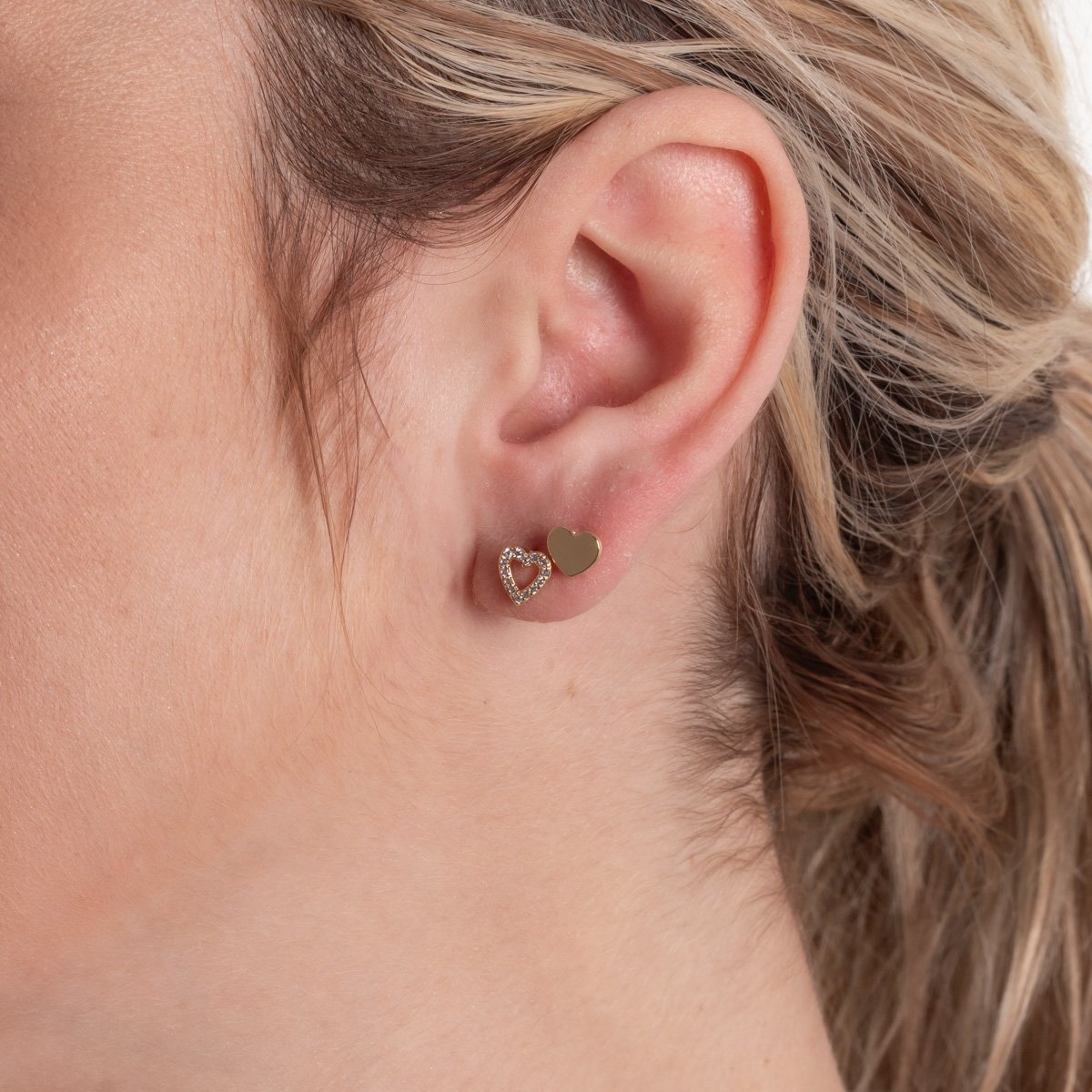 Duplo-104-Do Brinco Duplo De Corações Liso E Cravejado Cristal.