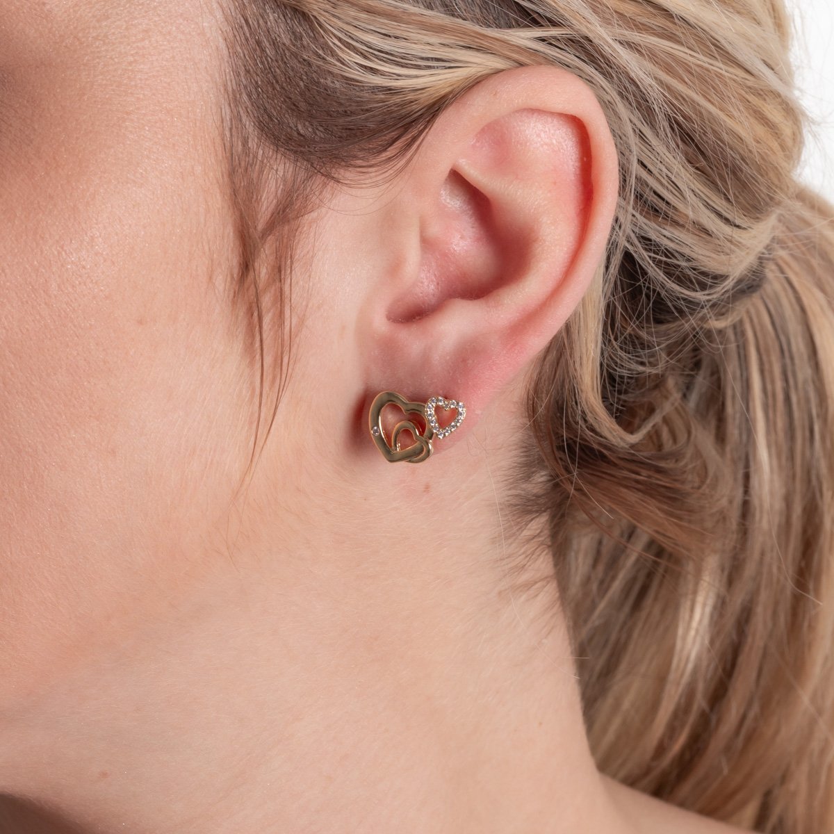 Duplo-105-Do Brinco Duplo De Corações Cristal.