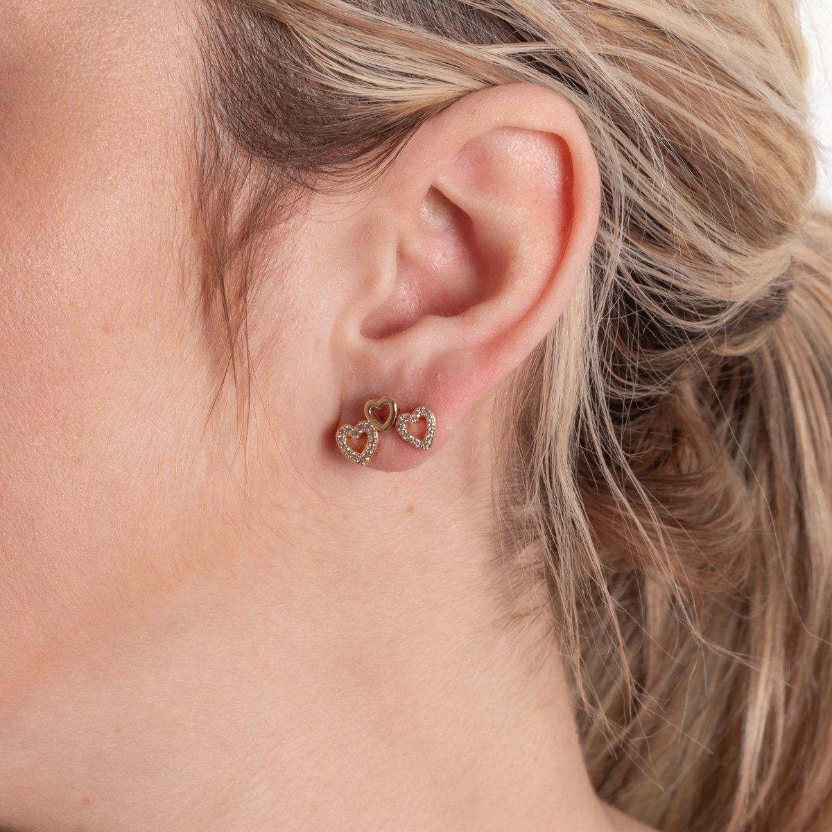 Duplo-110-Do Brinco Duplo De Corações Cravejados Cristais.