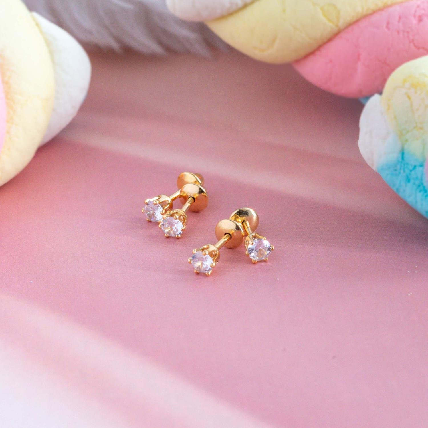 Duplo-18-Do Brinco Duplo Ponto De Luz Cristal.