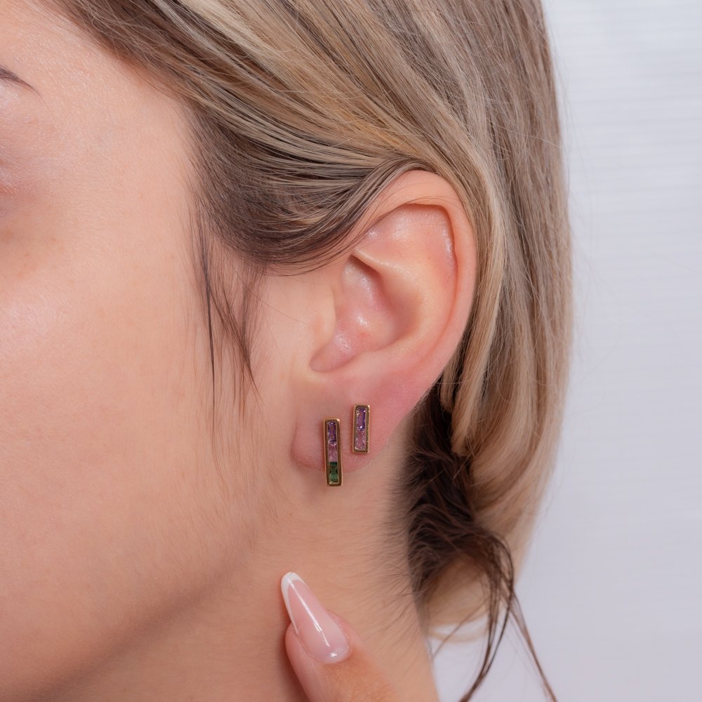 Duplo-26-Do Brinco Duplo Com Zircônias Coloridas