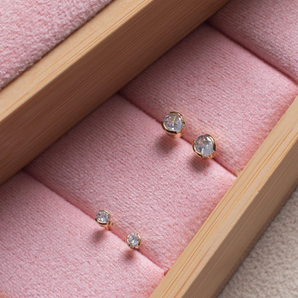 Duplo-50-Do Brinco Duplo Infantil Ponto De Luz Cristal.