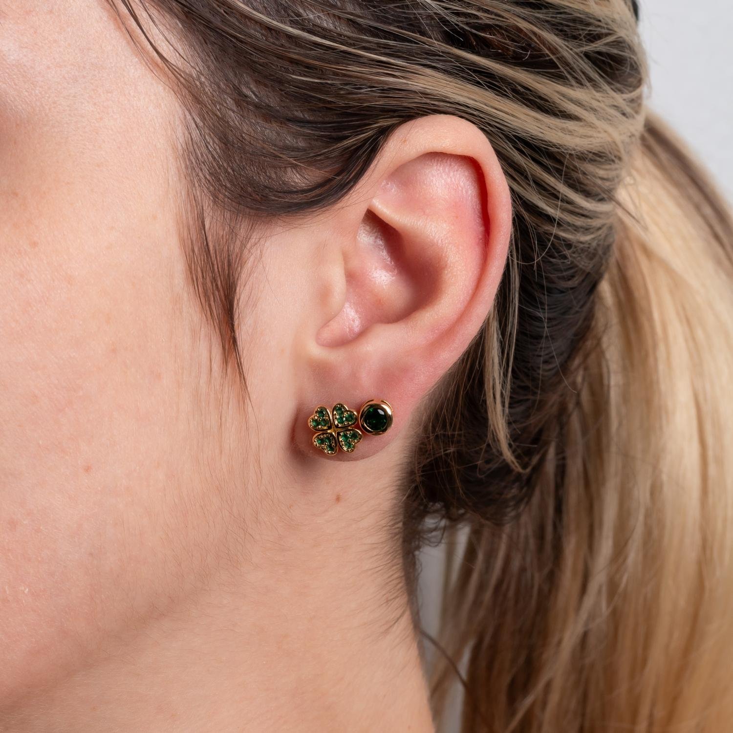 Duplo-63-Do Brinco Duplo De Ponto De Luz E Trevo Verde Esmeralda.