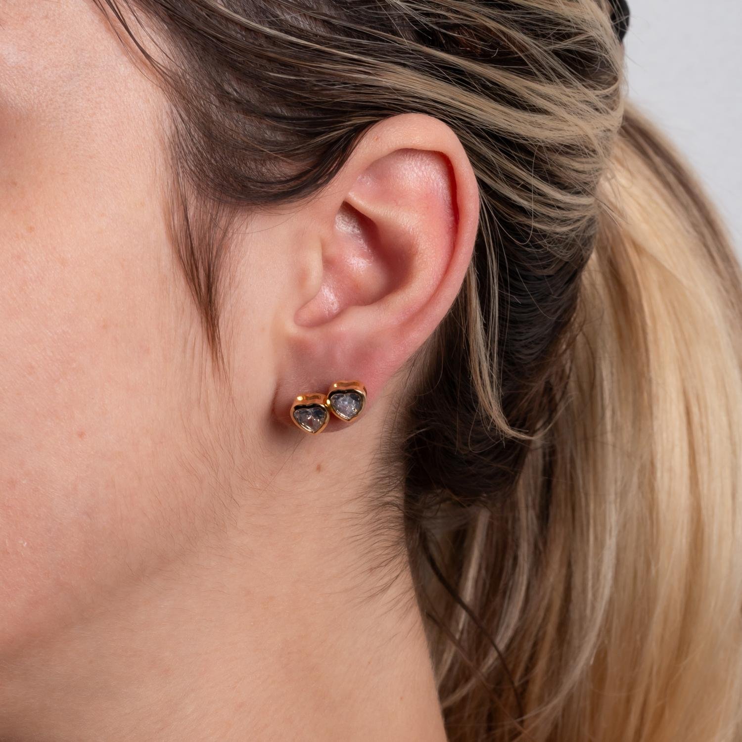 Duplo-73-Do Brinco Duplo De Corações Cristais.