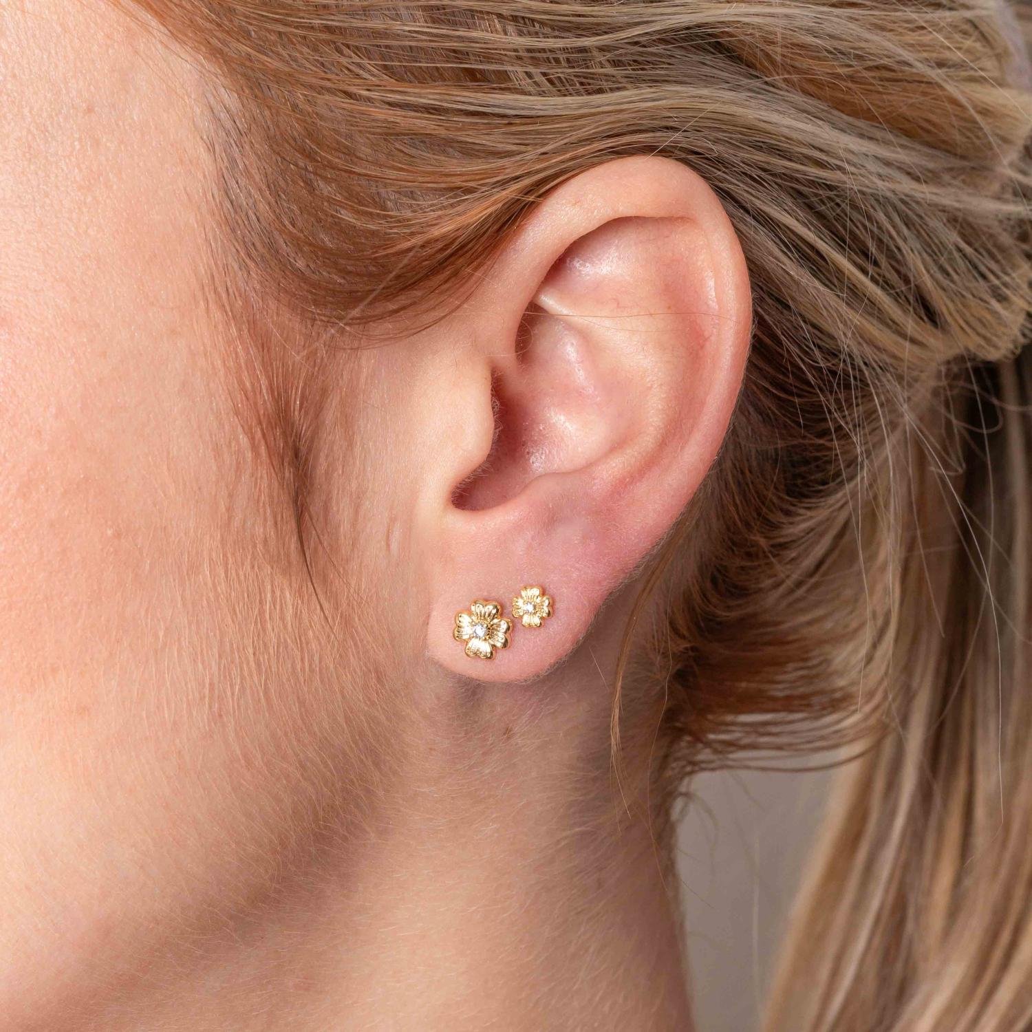 Duplo-76-Do Brincos Duplos De Flor Cristal.&Nbsp;