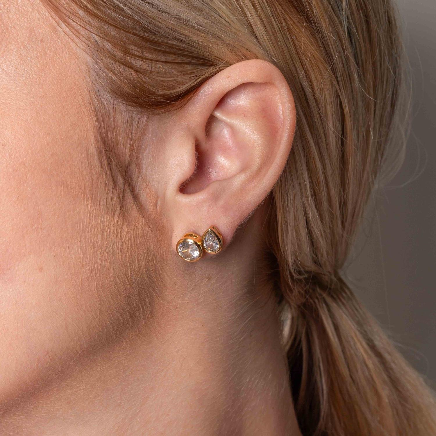 Duplo-78-Do Brinco Duplo De Gota E Ponto De Luz Cristal.