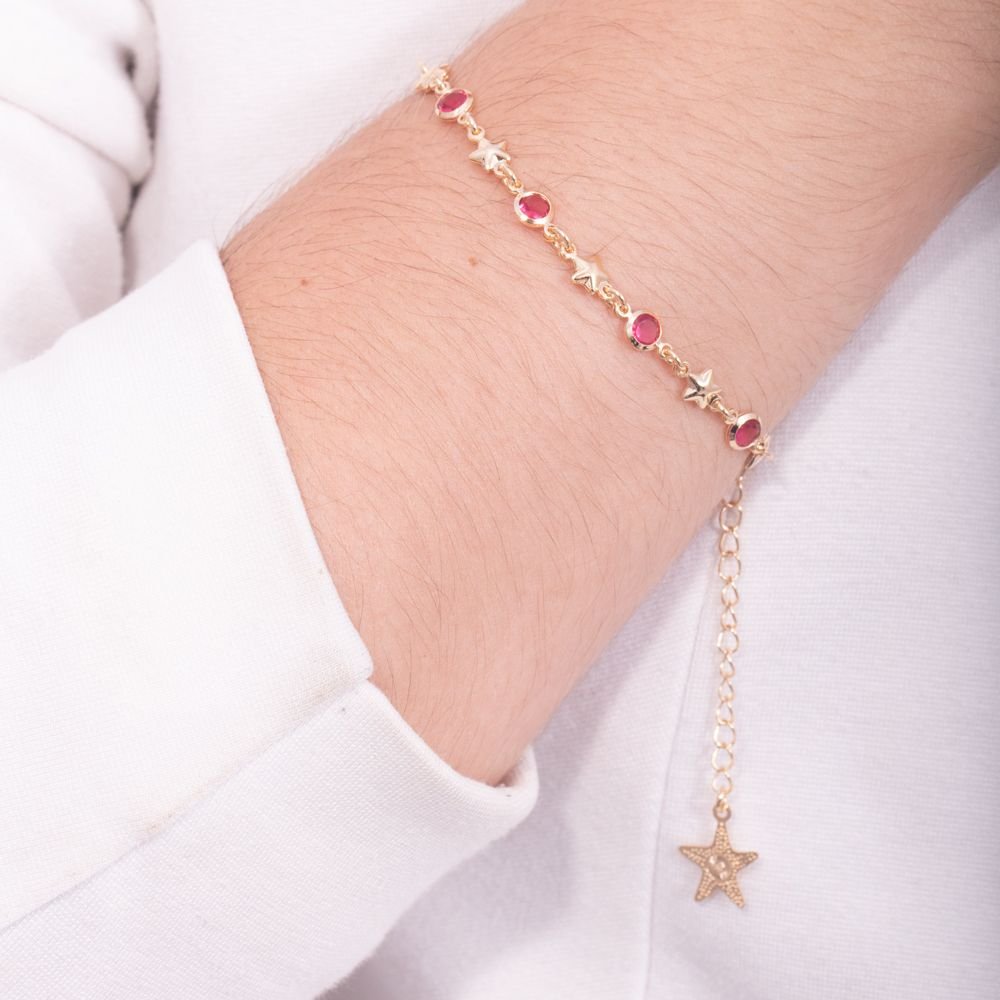 Pst-154-Fo Pulseira De Estrelinhas E Zircônias Azul