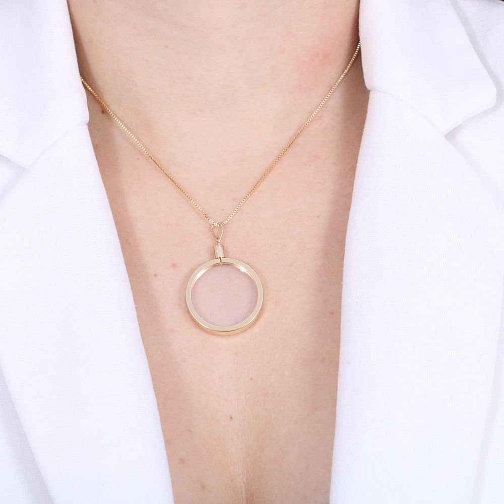 Clt-1980-Fo Colar Relicário Redondo Com Acrílico