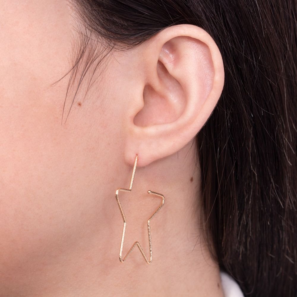 Brt-5323-Do - Brinco Argola Estrela Lisa (45mm)