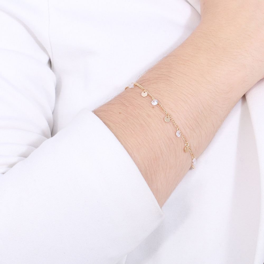 Pst-2171-Fo Pulseira Com Zircônias E Medalinhas Lisas