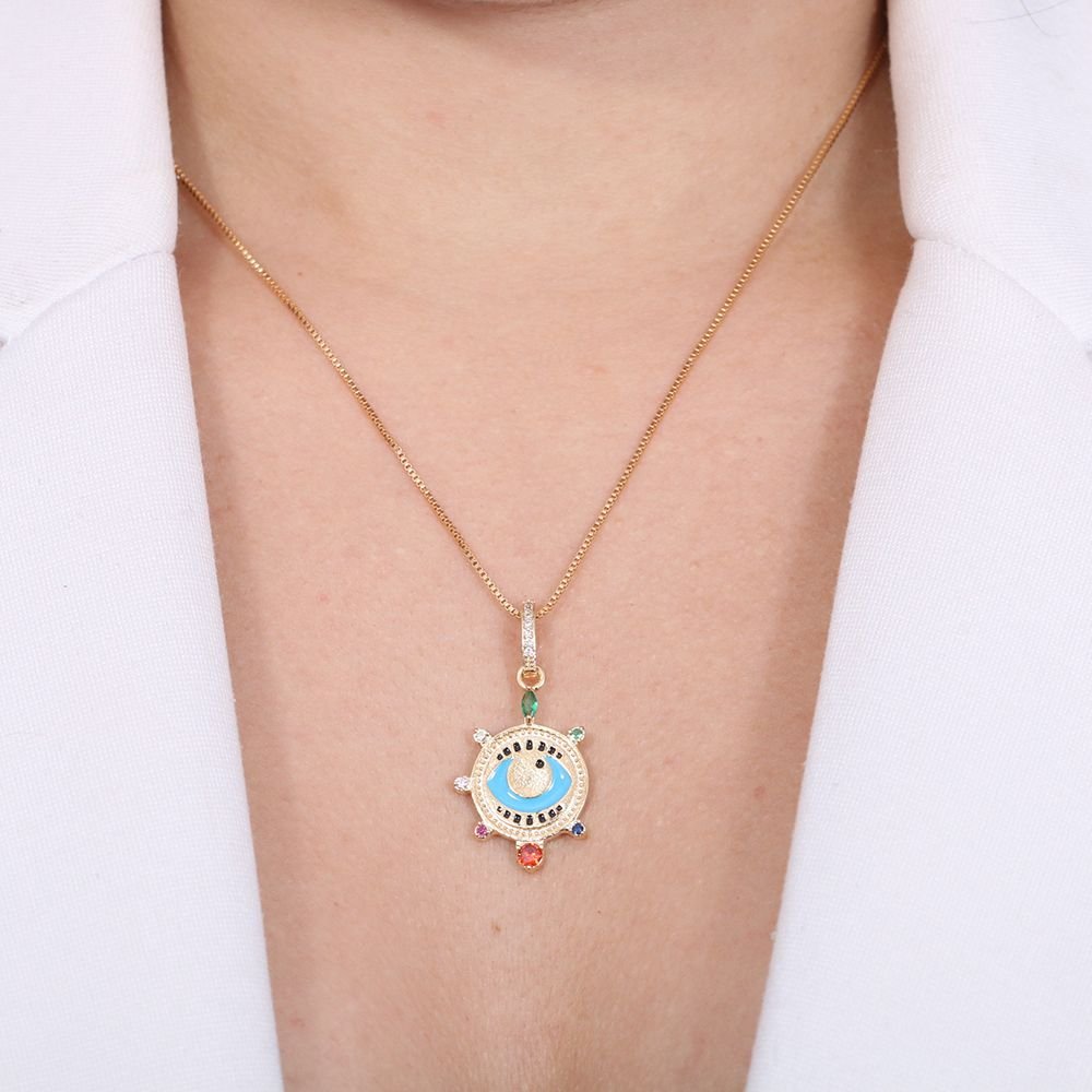 Clt-3034-Fo - Colar Olho Grego Esmaltado Com Zircônia