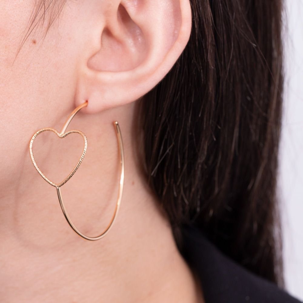 Brt-6457-Do - Brinco Argola Com Coração Vazado (53mm)