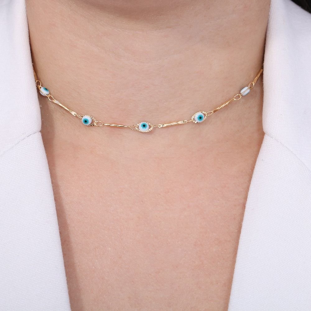  Clt-3097-Fo Colar Choker Palito E Olho Grego
