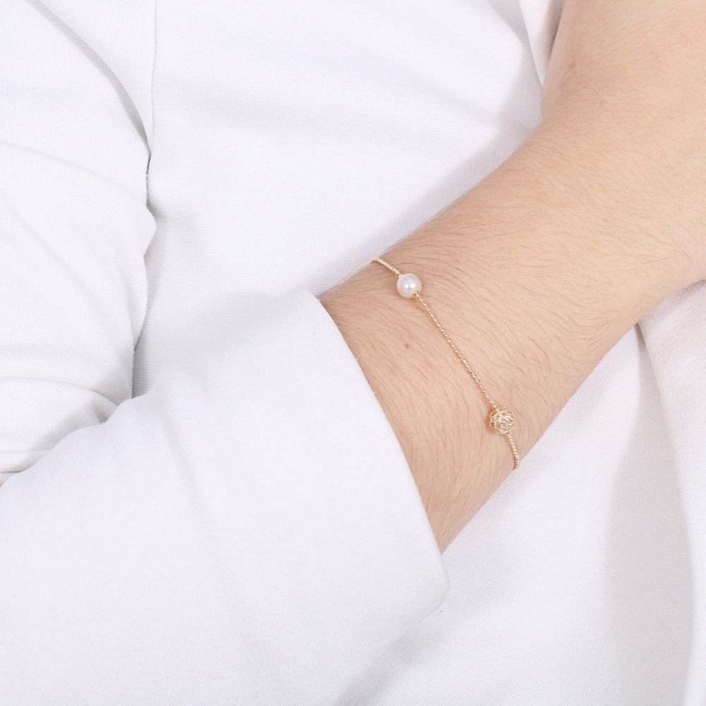 Pst-3088-Fo Pulseira De Pérolas Detalhada