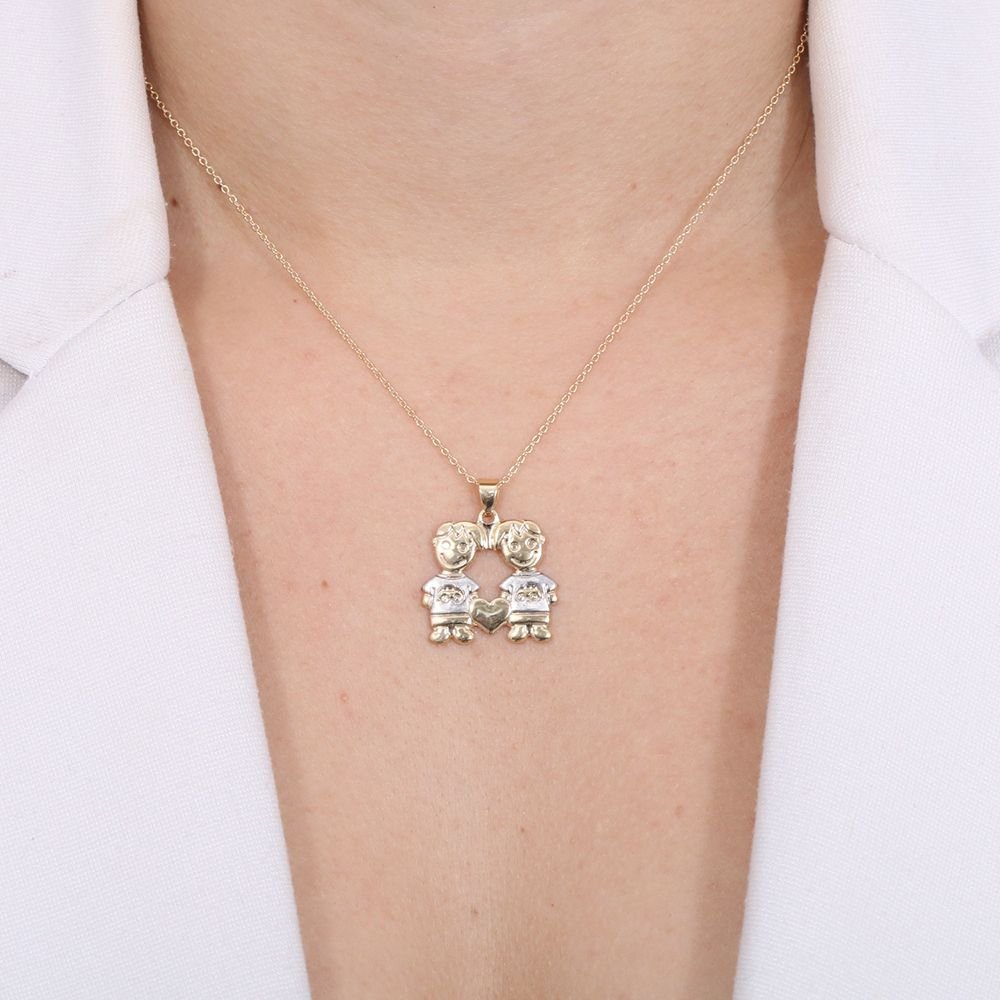 Clt-5088-Fo-C/Ródio Colar De Filhos Detalhado Com Ródio