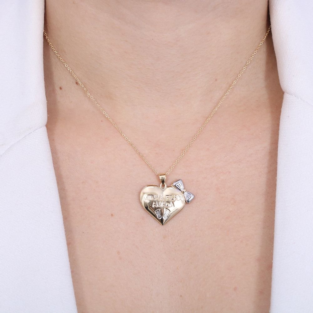 Clt-5092-Fo-C/Ródio - Colar 'Minha Filha Amada'