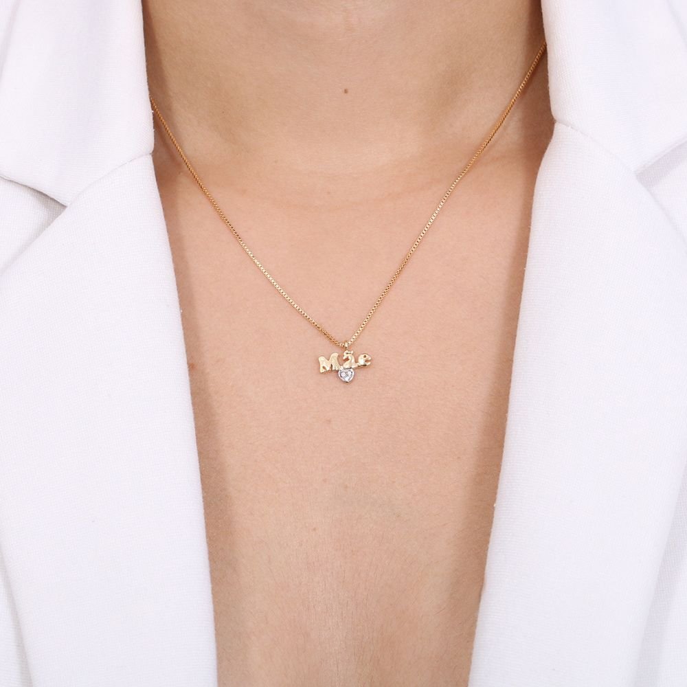 Clti-1131-Fo-C/Ródio - Colar 'Mãe' Com Micro Zircônias