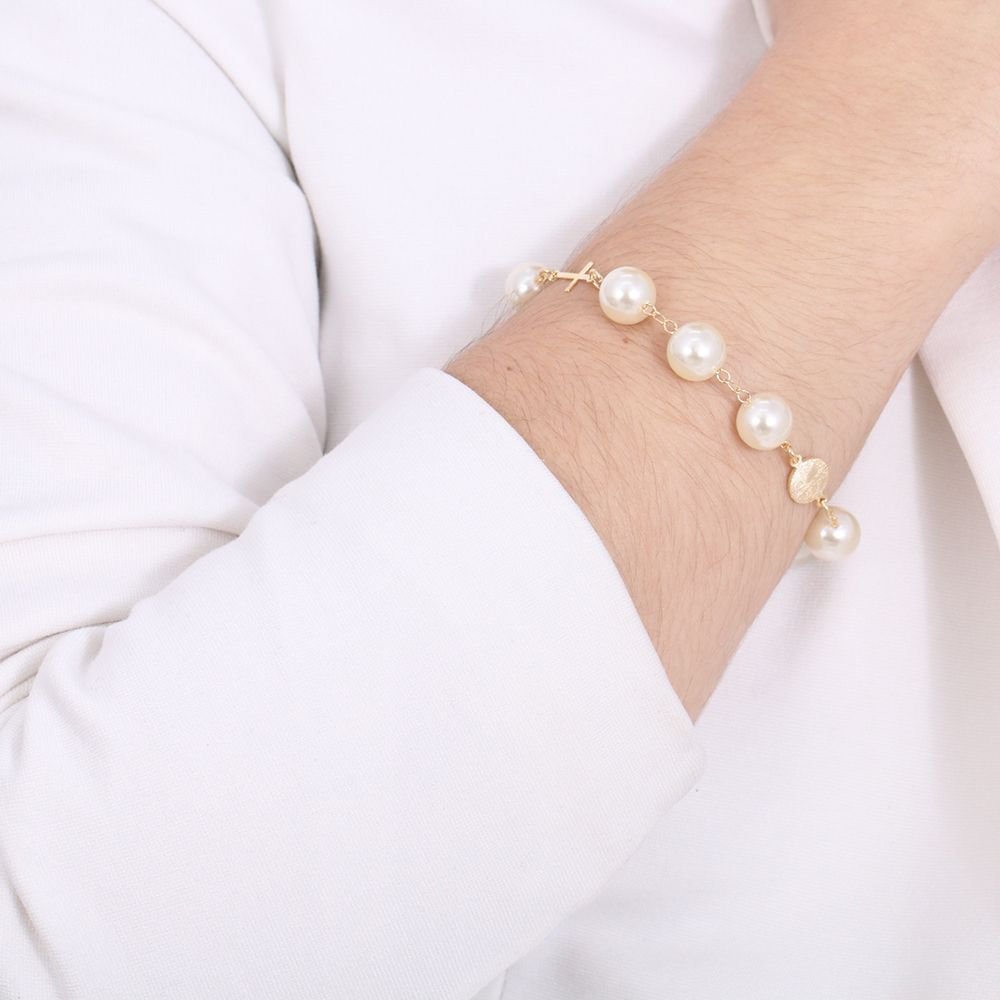 Pst-2490-Fo - Pulseira Pérola Cruz E Nossa Senhora