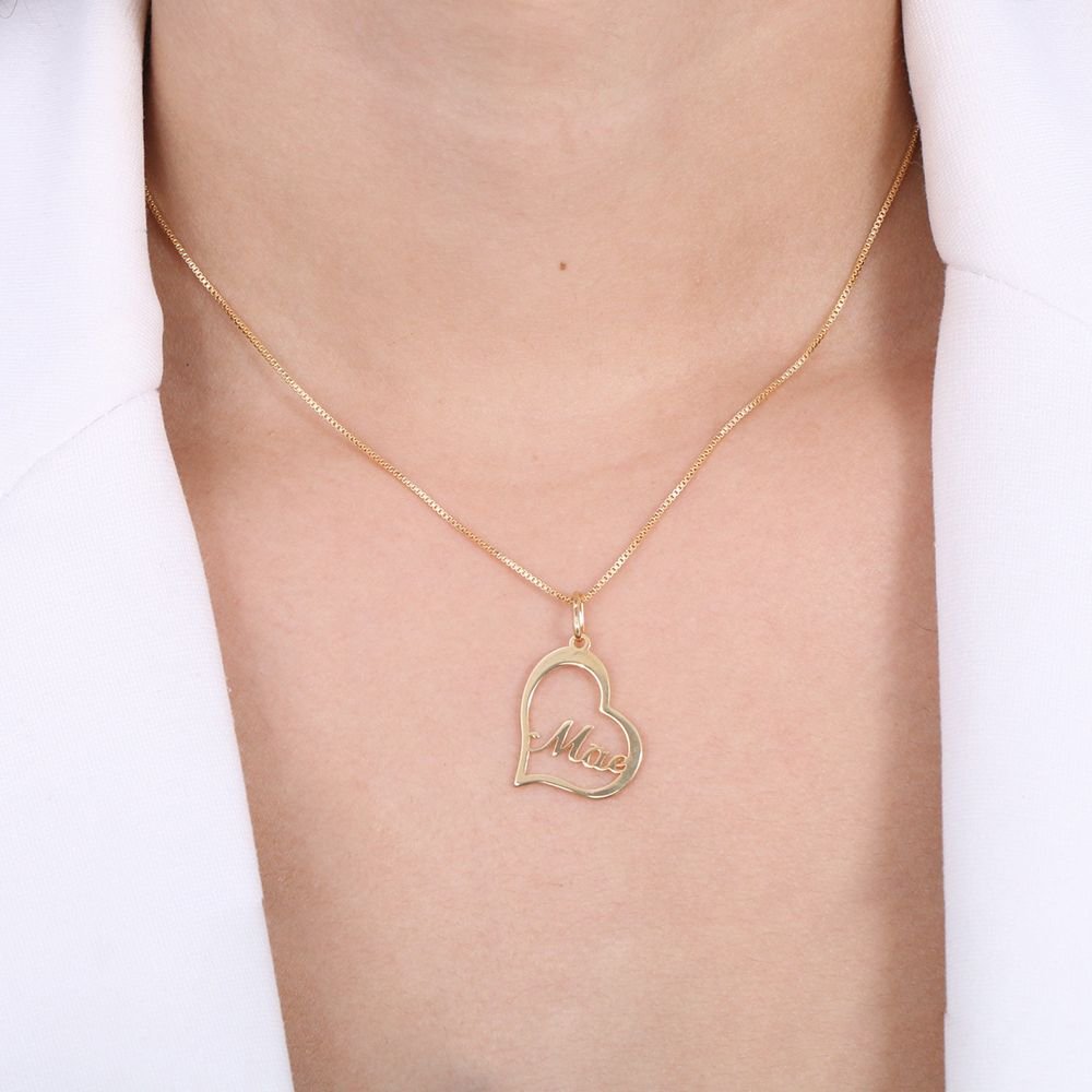 Cls-66-Fo Colar Coração 'Mãe' (45cm+5cm)