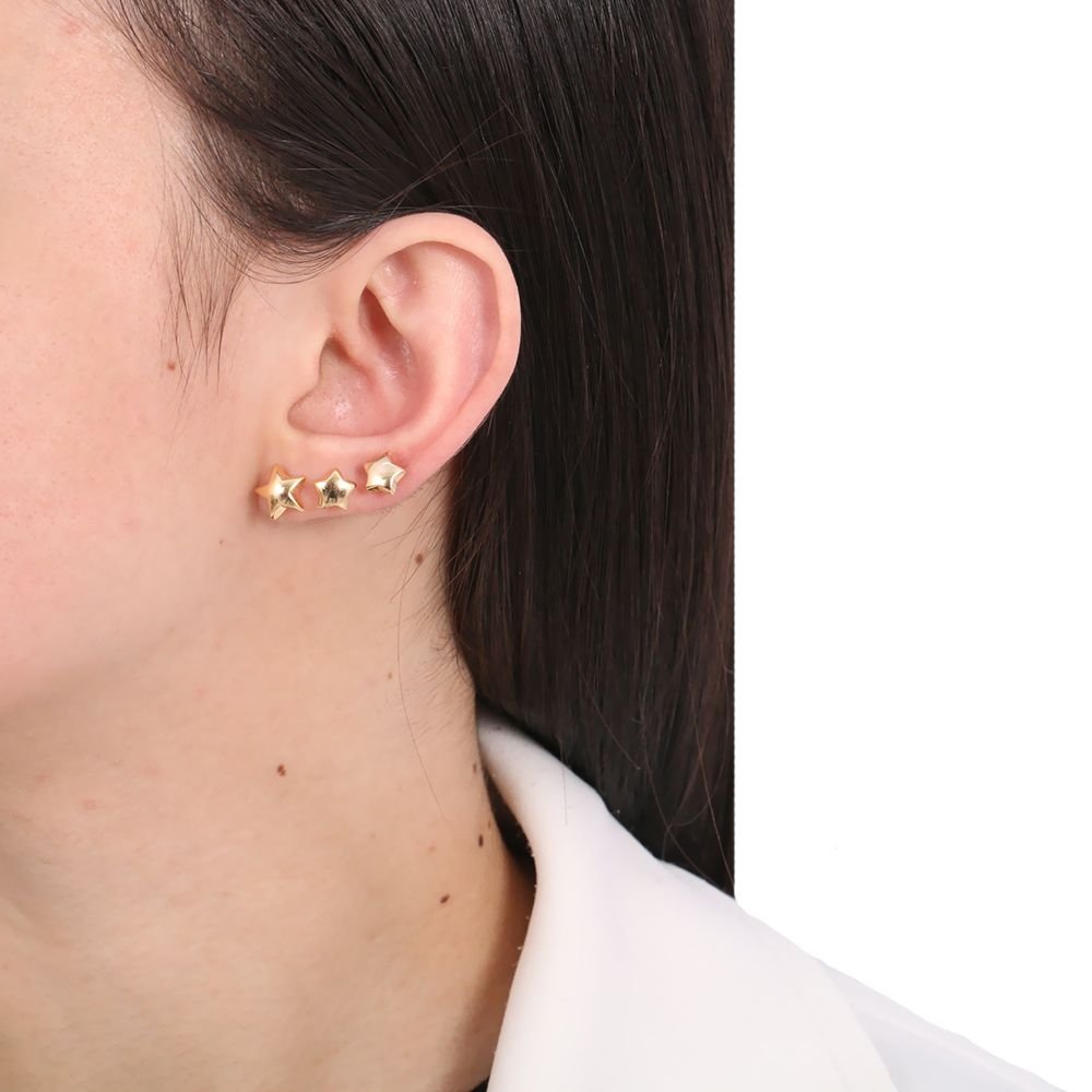 Trio-352-Do Trio De Brincos De Estrelas Lisas