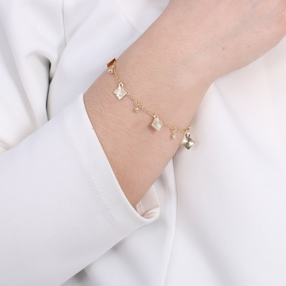 Pst-3133-Fo Pulseira De Pingentes Detalhados E Zircônias