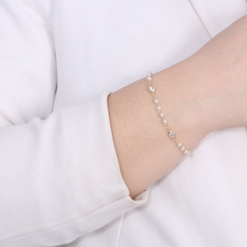 Pst-2499-Fo Pulseira Pérolas Com Pontos De Luz