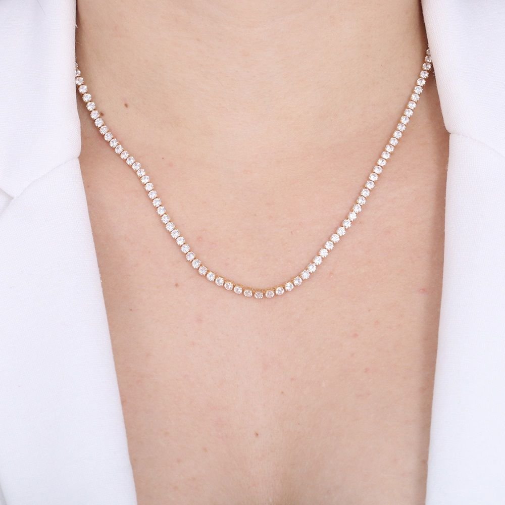 Co-47-Fo - Colar Riviera Cristal (45cm+5cm)