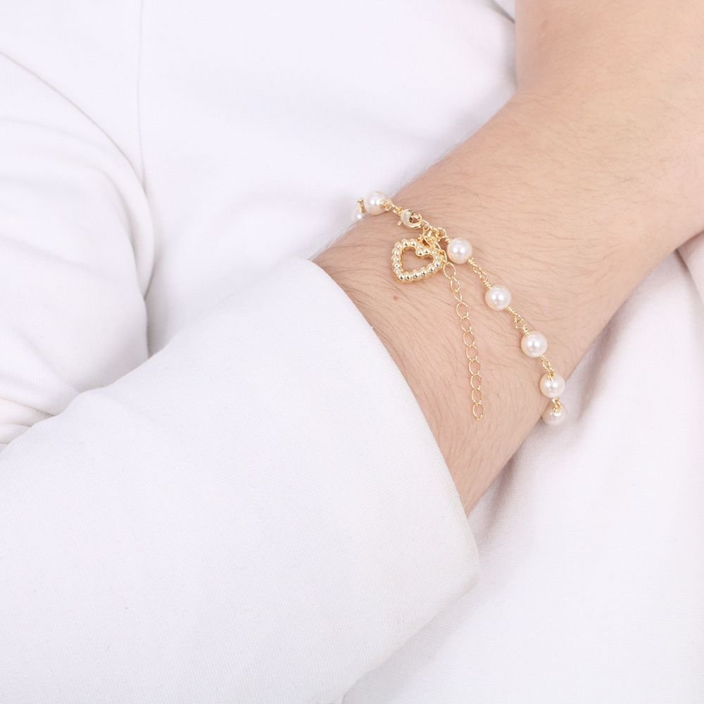 Pst-3125-Fo Pulseira De Pérolas E Coração