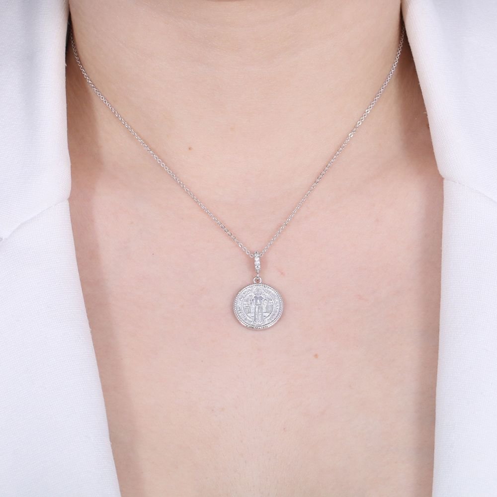 Clt-5175-Rd 40cm+5cm Colar Medalha De São Bento