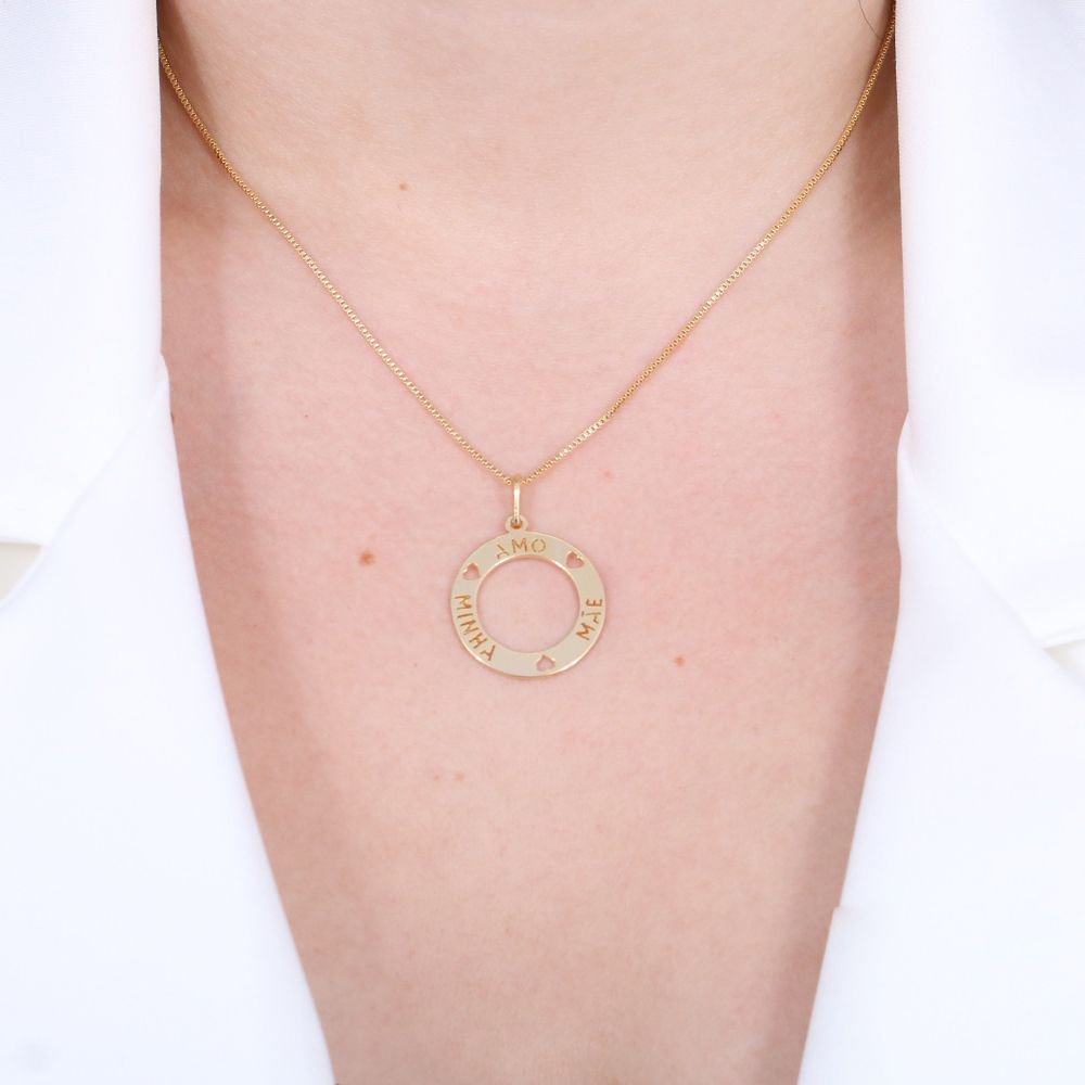 Cls-296-Fo Colar Medalha Vazada Amo Minha Mãe