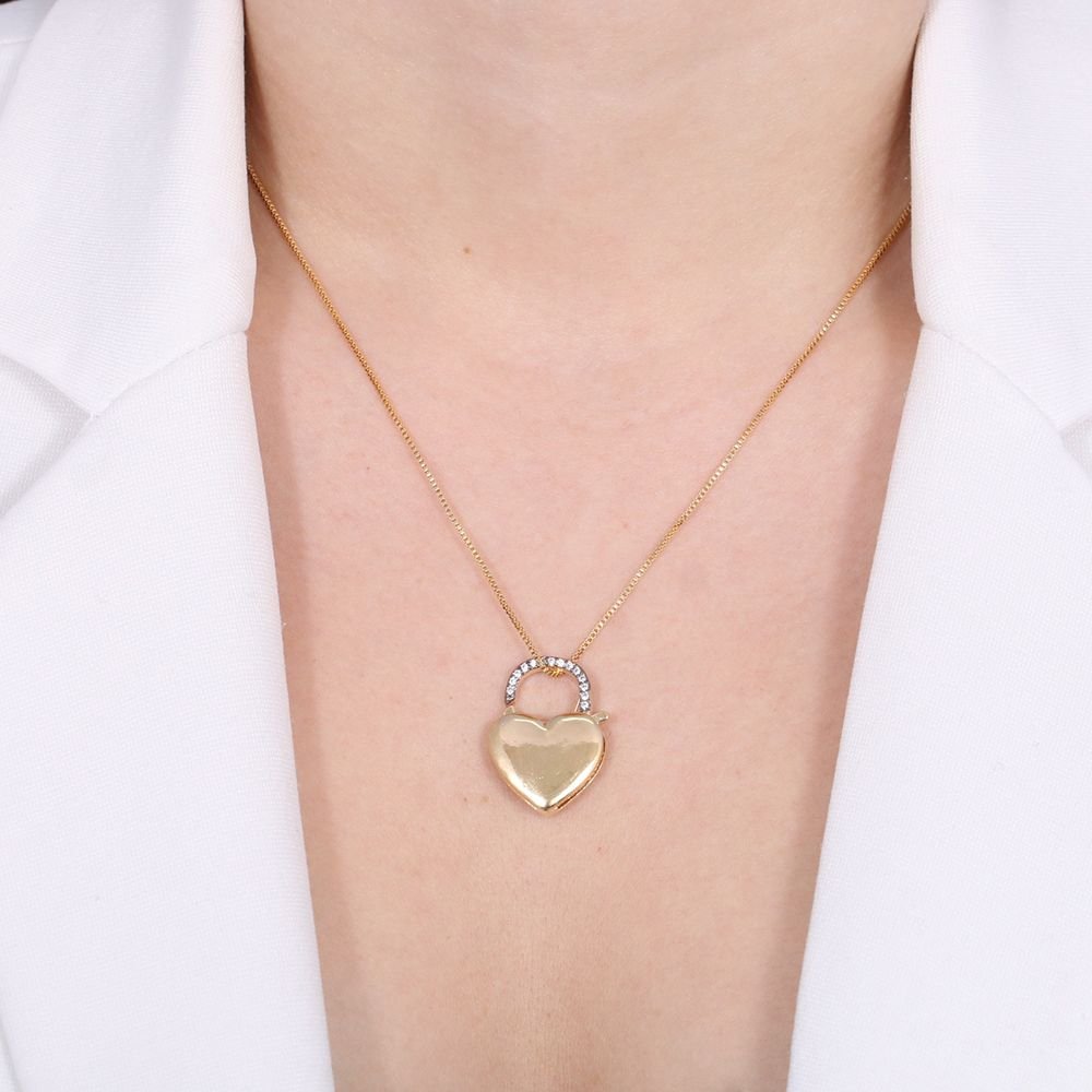 Clti-1232-Fo-C/Ródio 45cm+5cm Veneziana 0.8mm Colar Coração