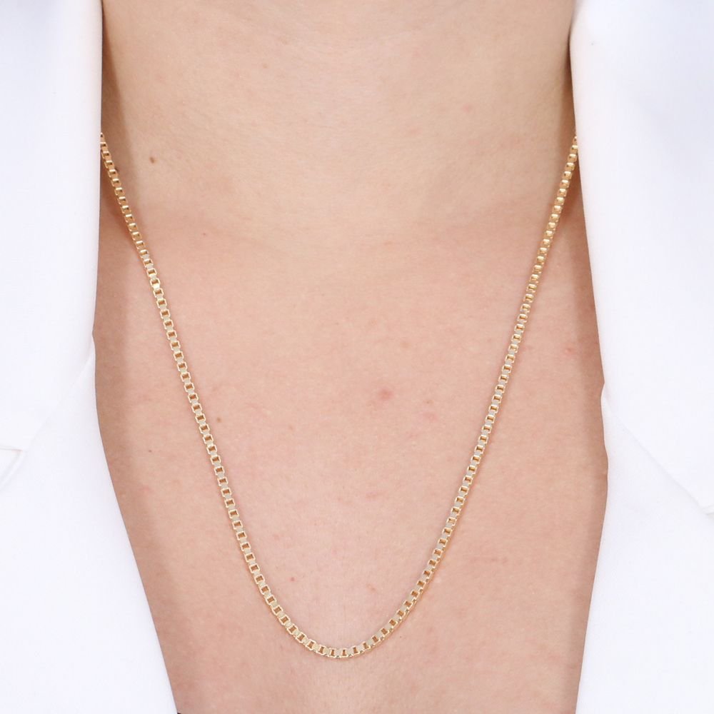 Co-125-Fo (50cm+5cm) Colar Longo De Veneziana Grossa