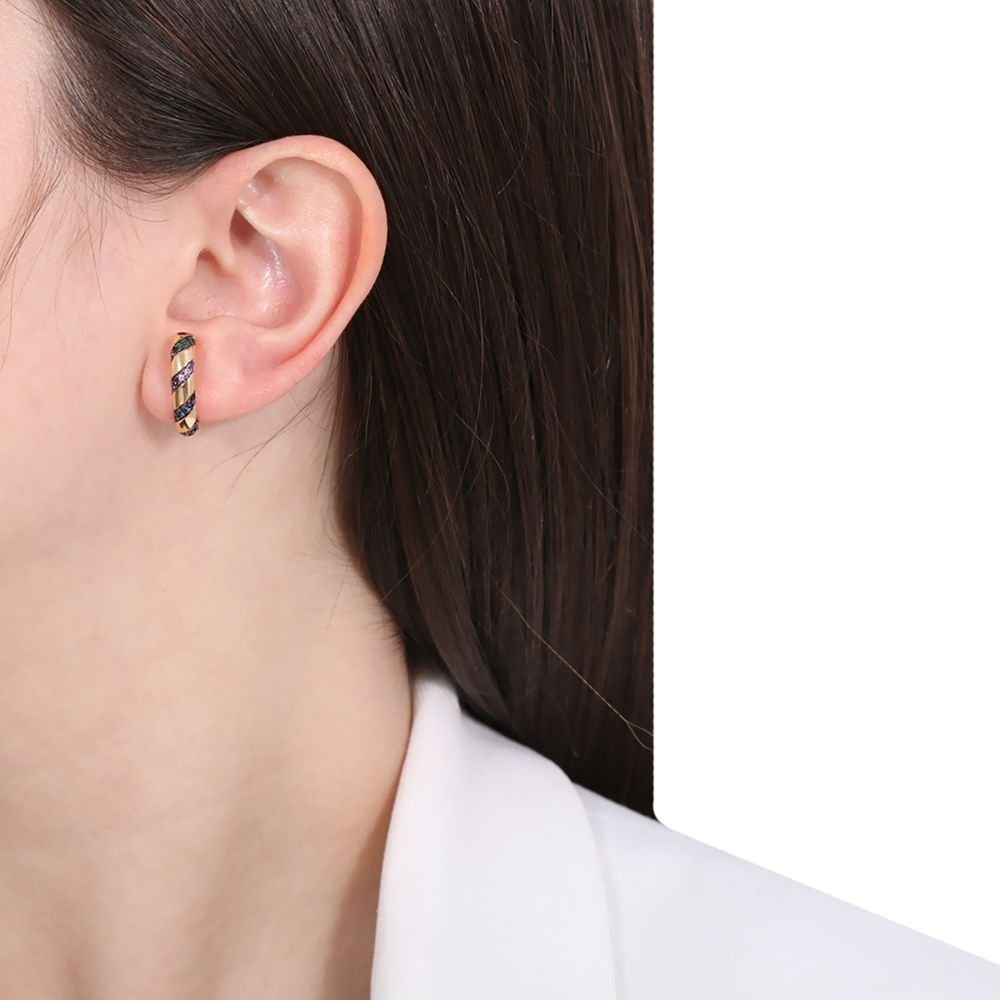 Brd-684-Do-C/Ródio Brinco Cravejado Com Detalhes No Ródio