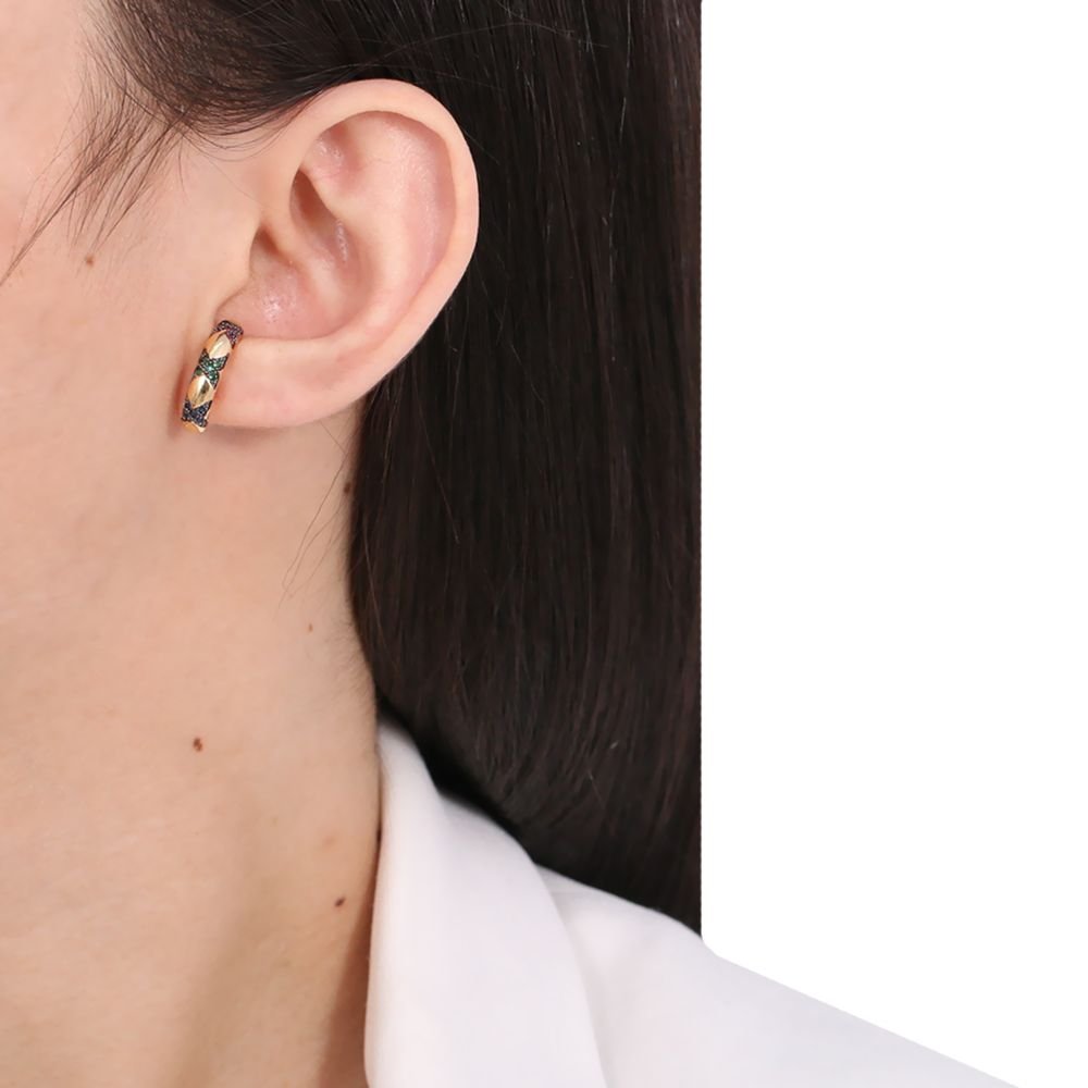 Brd-689-Do-C/Ródio Brinco Cravejado Com Detalhe No Ródio