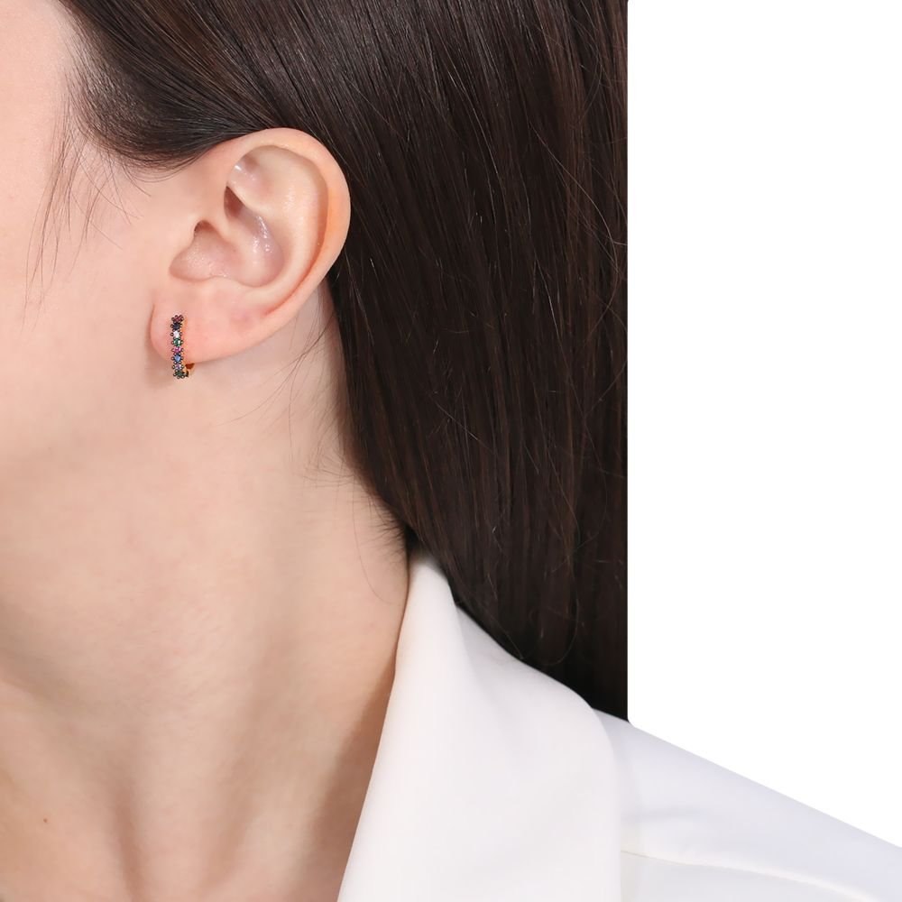 Ag-357-Do-C/Ródio Argola Coração Cravejado Detalhes Em Rodio