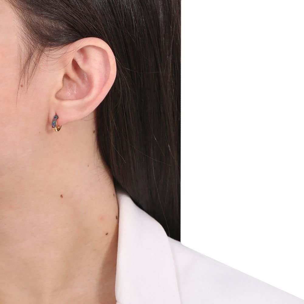 Ag-360-Do-C/Ródio Argolinha Cravejada Com Detalhes Em Ródio